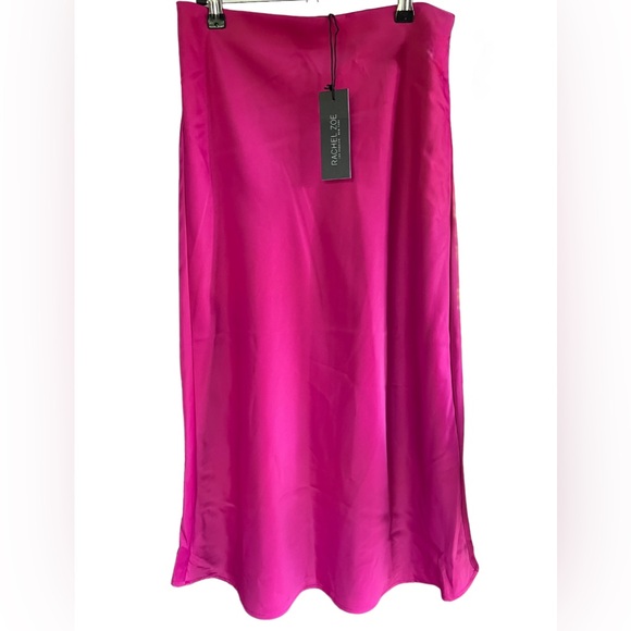 Rachel Zoe NEW Bright Pink Silky MIDI Slip Skirt Size 2 - Picture 1 of 5